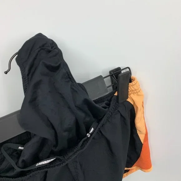 Nike Running Shorts Black Orange Dri Fit Lined Mesh Drawstring - Picture 4 of 8